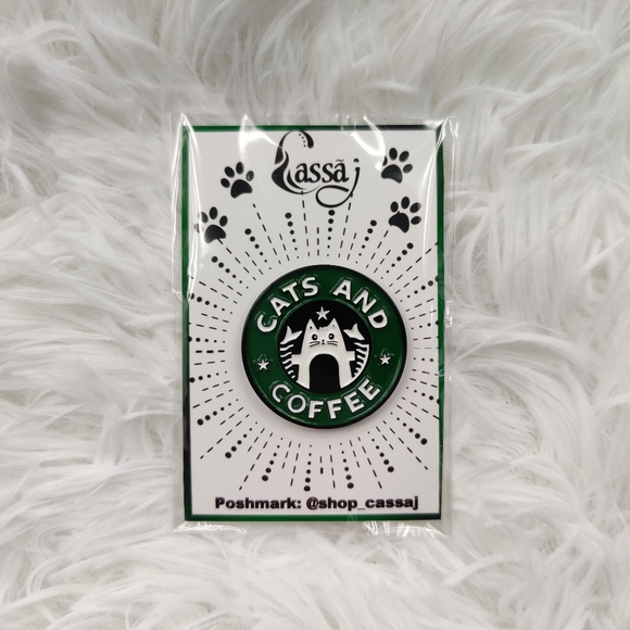 2/$20 Cats and Coffee Starbucks Themed Enamel Pin - Picture 4 of 5